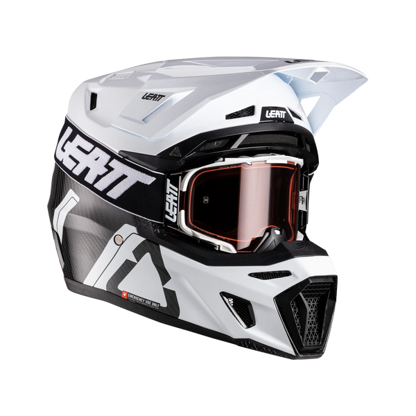 Leatt Moto 9.5 Carbon motorhelm kit ECE 22.06 met Velocity 6.5 goggles Wit