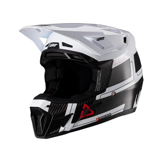 Leatt Moto 9.5 Carbon Motorradhelm-Set ECE 22.06 mit Velocity 6.5 Brille, Weiß