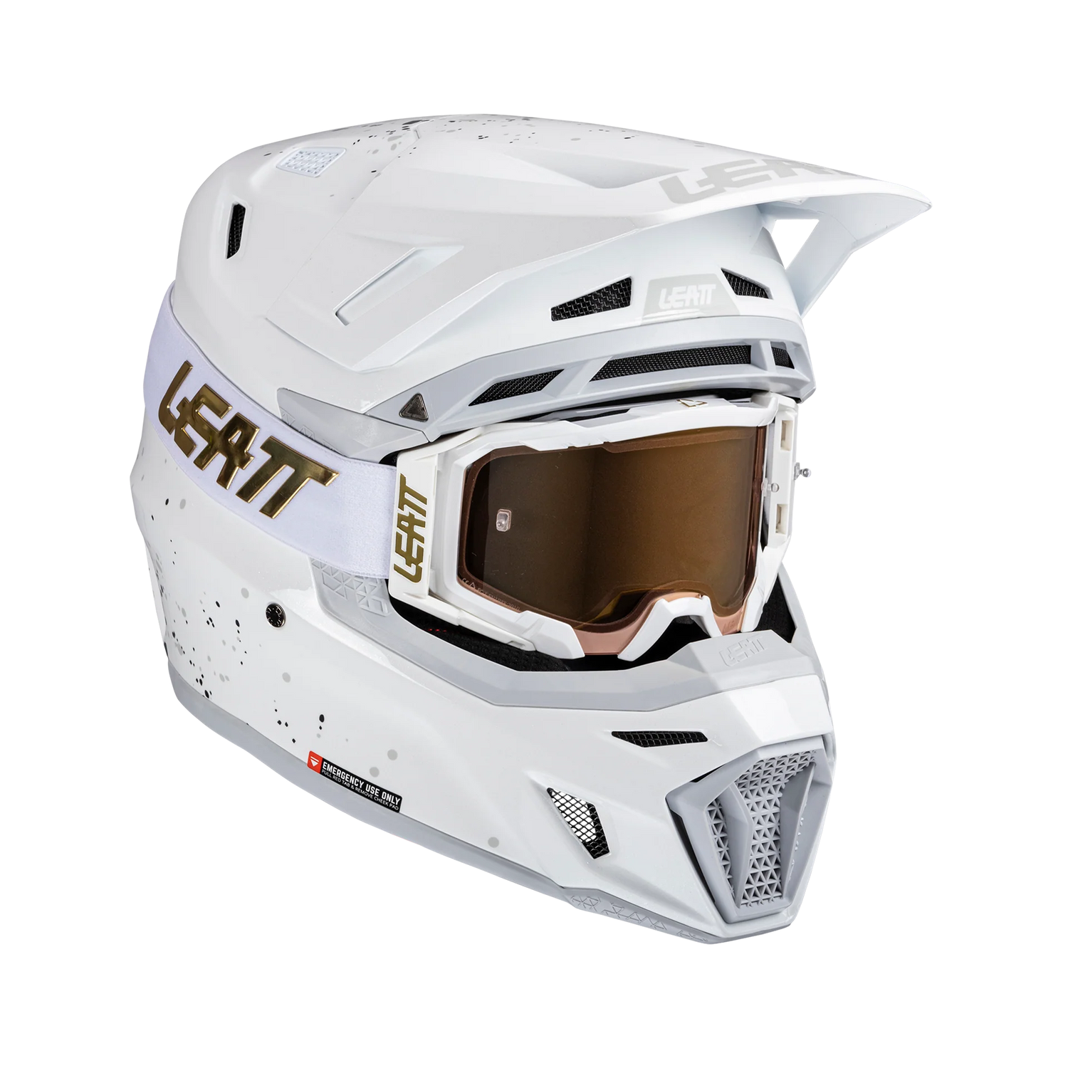 Leatt Moto 8.5 Motorradhelm-Set ECE 22.06 mit Velocity 5.5 Brille, Weiß