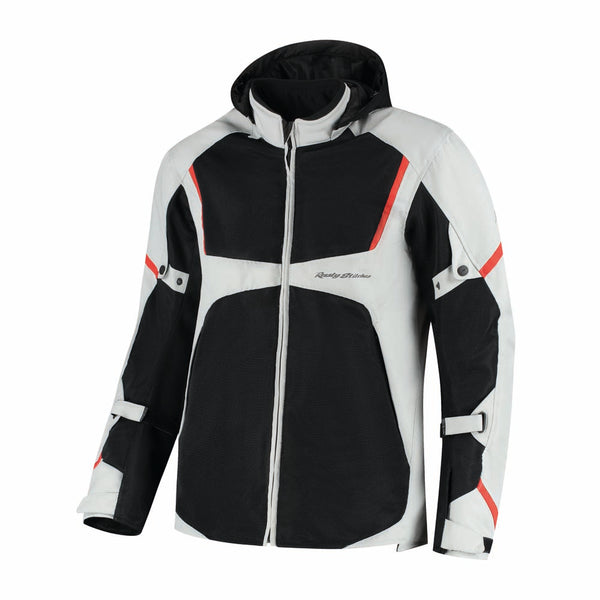 Rusty Stitches Carlo Motorjas Mesh Zomer Met Regenjas AA Protectie Light Grey Black