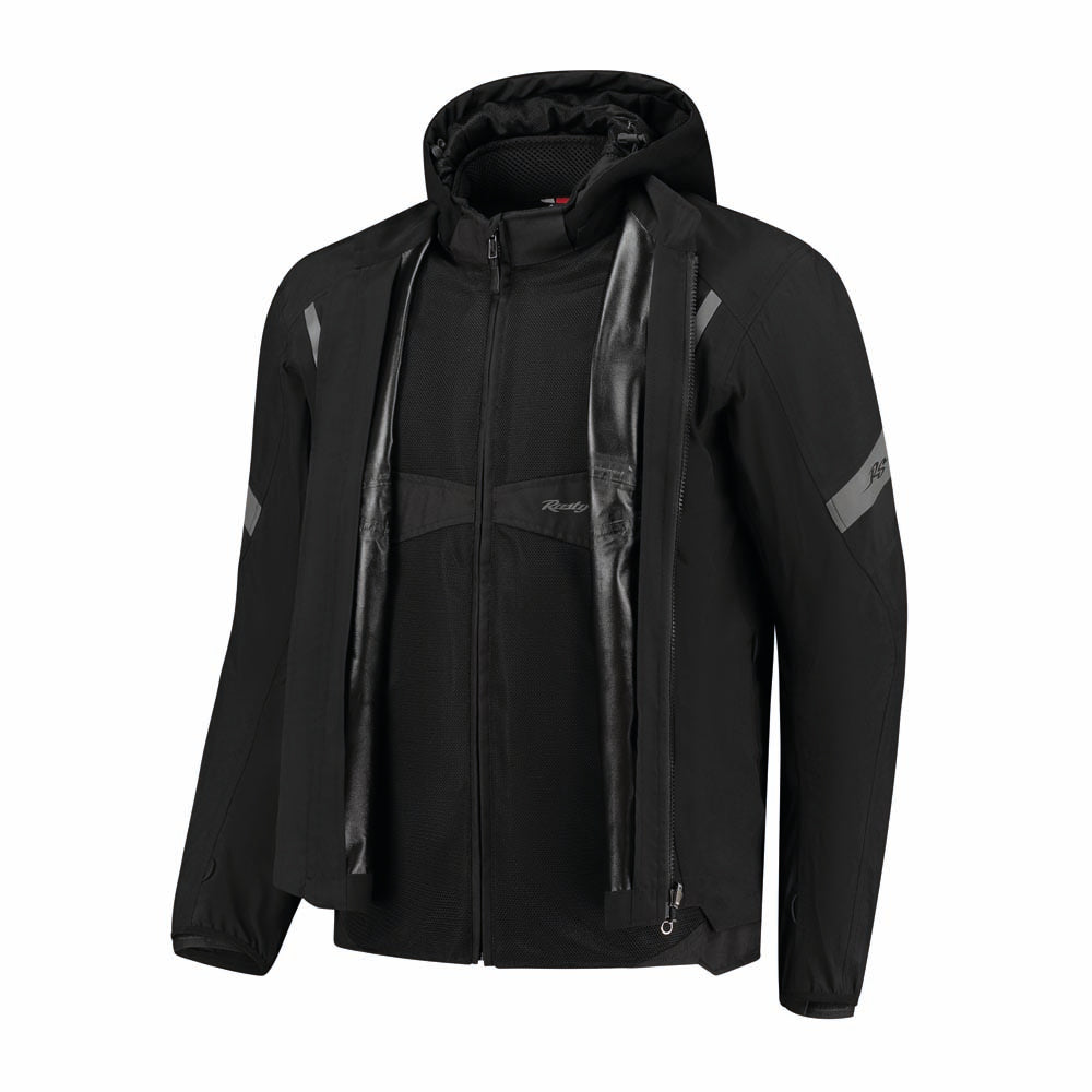 Rusty Stitches Carlo Motorjas Mesh Zomer Met Regenjas AA Protectie Zwart