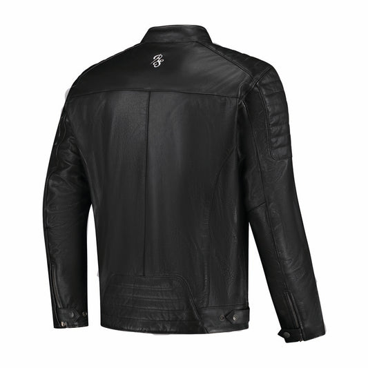 Rusty Stitches Cooper Leren Motorjas AA Retro Zwart Wit Met Protectie