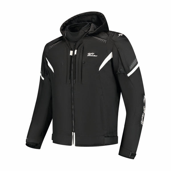 Rusty Stitches Dylan Waterproof Motorcycle Jacket AA Protection Black White