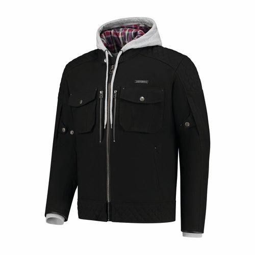 Rusty Stitches Glenn Motorjas Met Hoodie AA Protectie Zwart