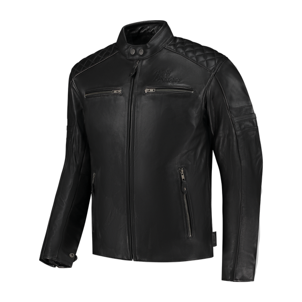 Rusty Stitches Jari V2 Motorrad Lederjacke Schwarz AA mit Protektoren