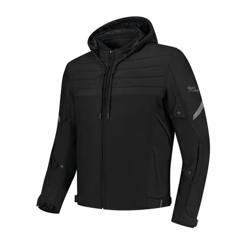 Rusty Stitches Liam Motorjas Zwart Waterdicht AA Urban Met Protectie en Capuchon