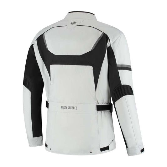 Rusty Stitches Luke Motorjas Lichtgrijs Zwart Waterdicht AA All Season Met Protectie
