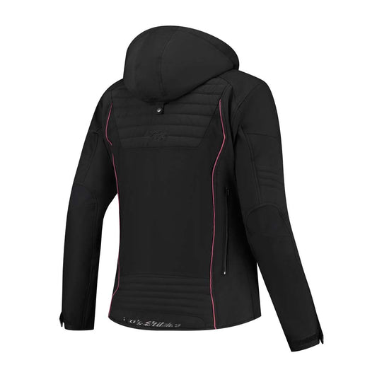 Rusty Stitches Naomi Motorjas Dames Zwart Cherry Waterdicht AA Met Protectie