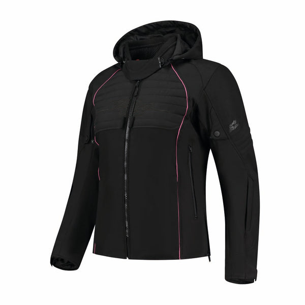 Rusty Stitches Naomi Motorradjacke Damen Schwarz Kirsche Wasserdicht AA Mit Protektoren