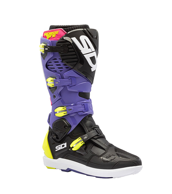 Sidi Crossfire 3 SRS Motorlaarzen Violet Zwart Fluo Geel – Motocross & Enduro