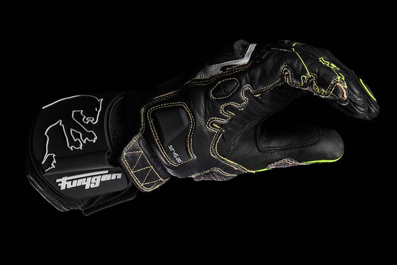 Furygan Handschuhe Styg20 X Kevlar Schwarz-Weiß-Gelb fluoreszierend