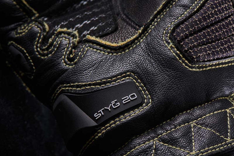 Furygan Styg20 Kevlar Motorradhandschuhe aus Leder, sportlich mit Handflächenschleifer, schwarz-weiß