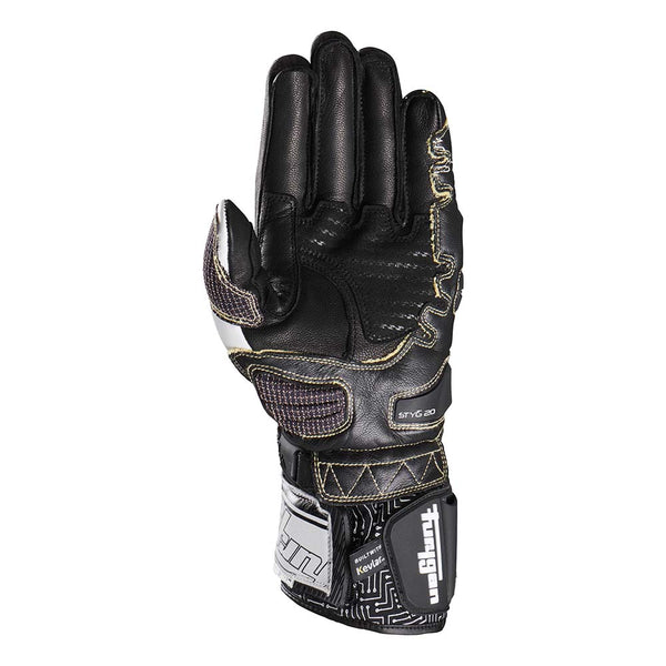 Furygan Styg20 Kevlar motorcycle gloves leather sporty with palm slider black and white