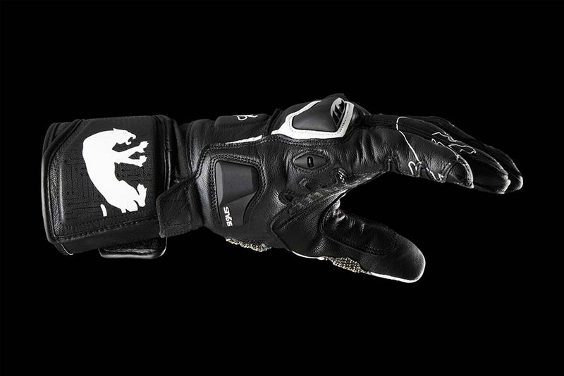 Furygan Styg 15 Motorradhandschuhe aus Leder, sportlich mit Knöchelschutz, schwarz-weiß