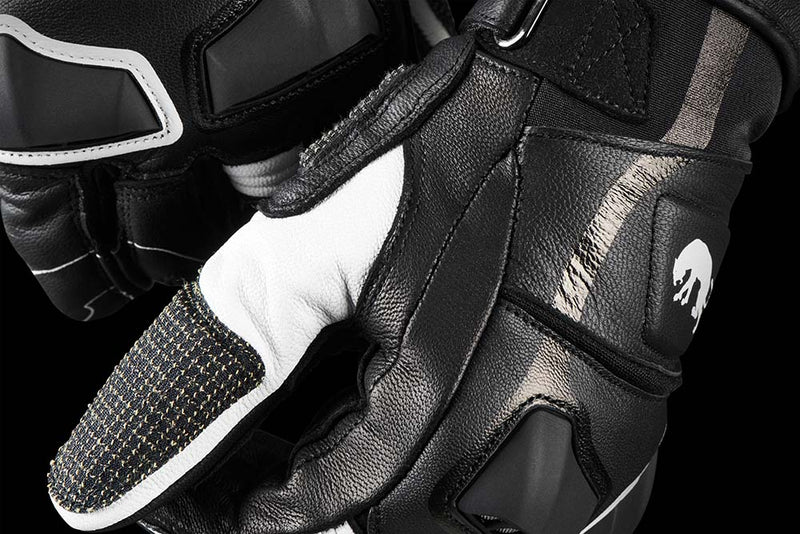 Furygan Styg 15 Motorradhandschuhe aus Leder, sportlich mit Knöchelschutz, schwarz-weiß