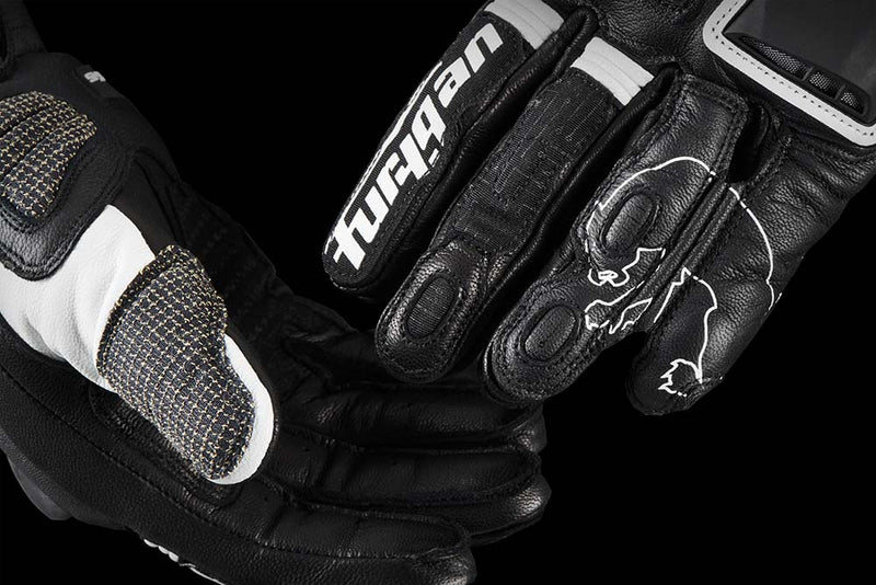 Furygan Styg 15 Motorradhandschuhe aus Leder, sportlich mit Knöchelschutz, schwarz-weiß