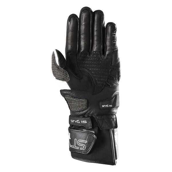 Furygan Styg 15 motorcycle gloves leather sporty with knuckle protection black and white