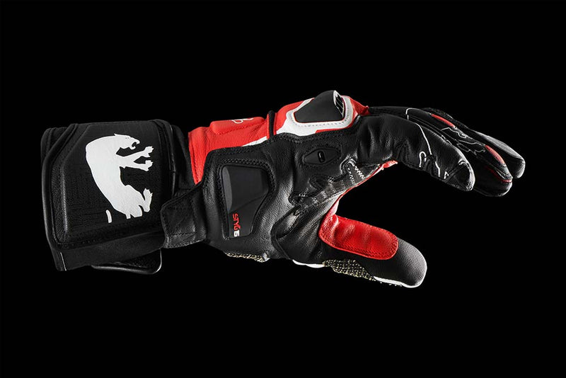 Furygan Styg 15 Motorradhandschuhe aus Leder, sportlich mit Knöchelschutz, schwarz, weiß, rot