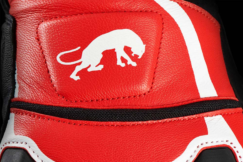 Furygan Styg 15 Motorradhandschuhe aus Leder, sportlich mit Knöchelschutz, schwarz, weiß, rot