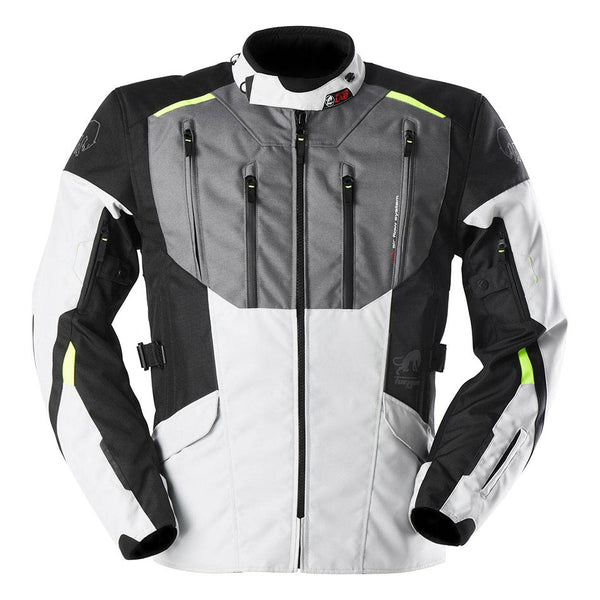 Furygan Brooks Motorradjacke Schwarz/Perlweiß/Gelb Fluo