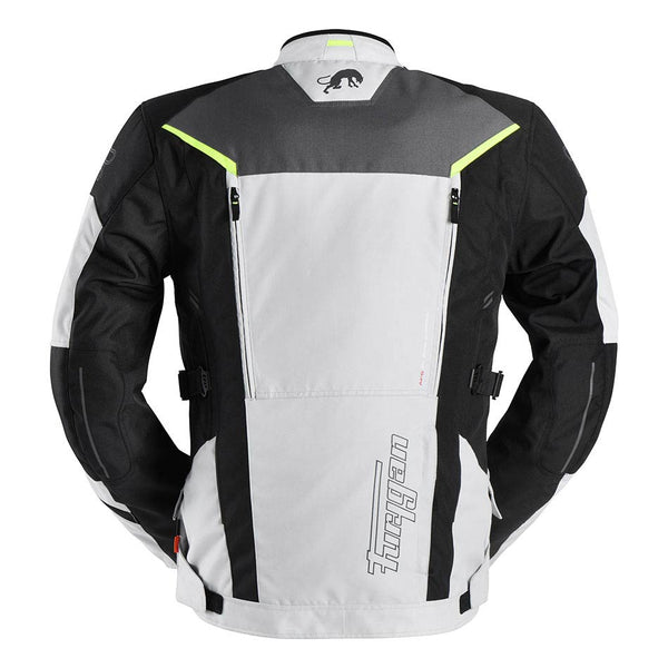 Furygan Brooks Motorradjacke Schwarz/Perlweiß/Gelb Fluo