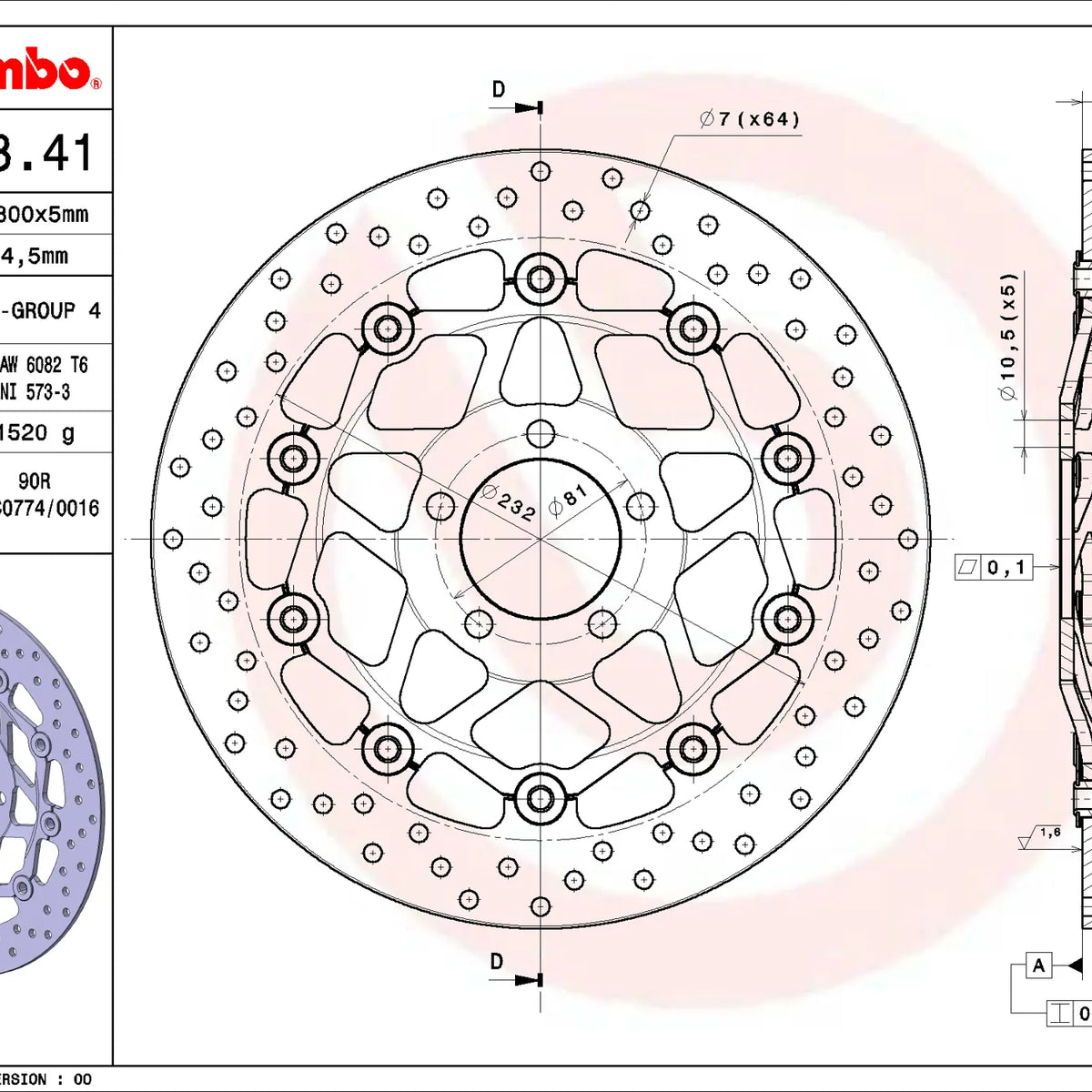 Brembo Serie Oro voorremschijf 300 x 5,0 mm Kawasaki 78B40841