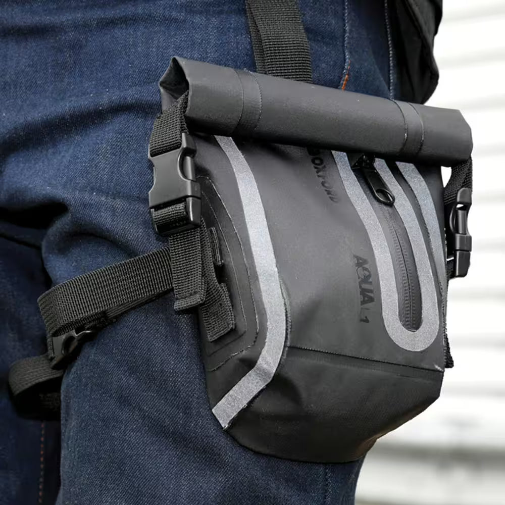 Oxford Aqua L1 Beintasche Schwarz – Wasserdichte 1-Liter-Motorradtasche