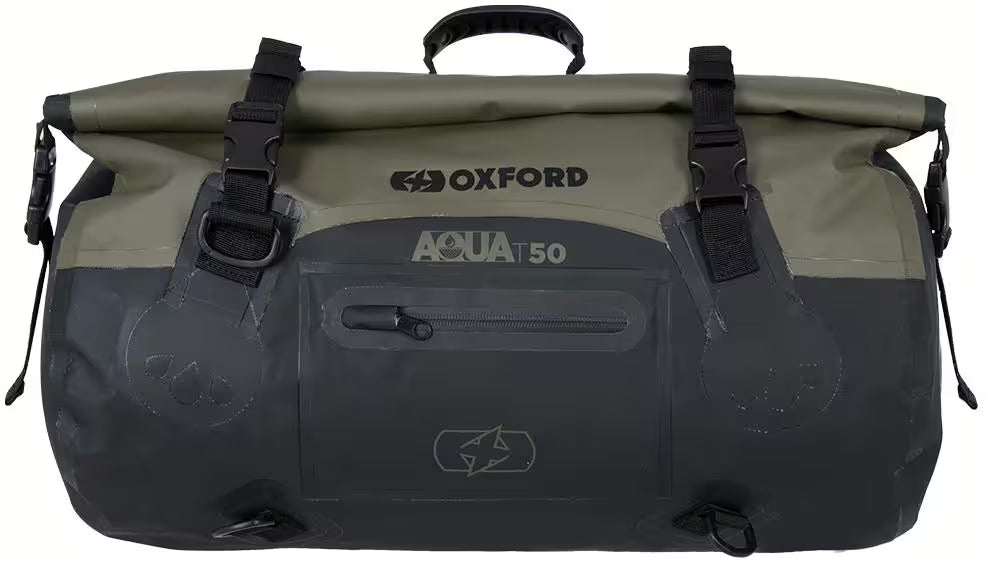 Oxford Aqua T-50 Bagagerol Kaki Zwart – 50L Waterdichte Motortas