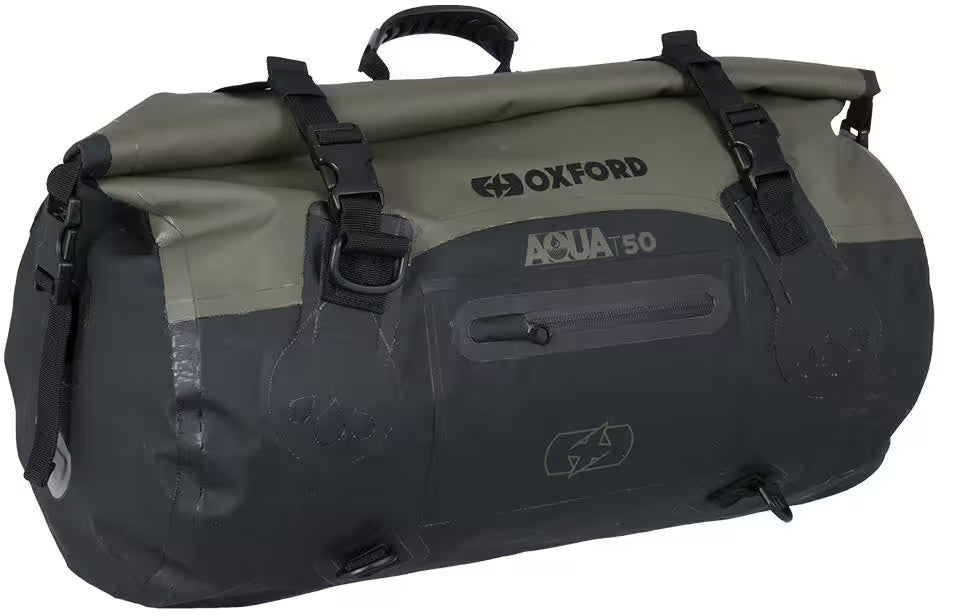 Oxford Aqua T-50 Luggage Roll Khaki Black – 50L Waterproof Motorcycle Bag