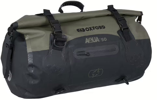 Oxford Aqua T-50 Bagagerol Kaki Zwart – 50L Waterdichte Motortas