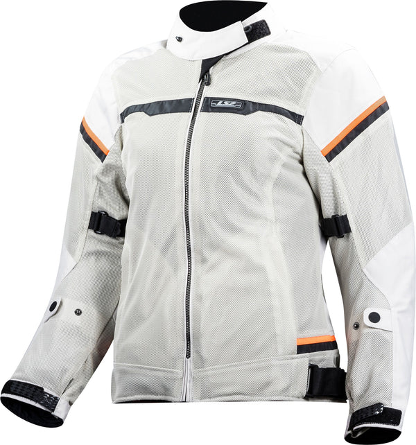 LS2 Riva Light Grey H-v Orange Motorcycle Jacket