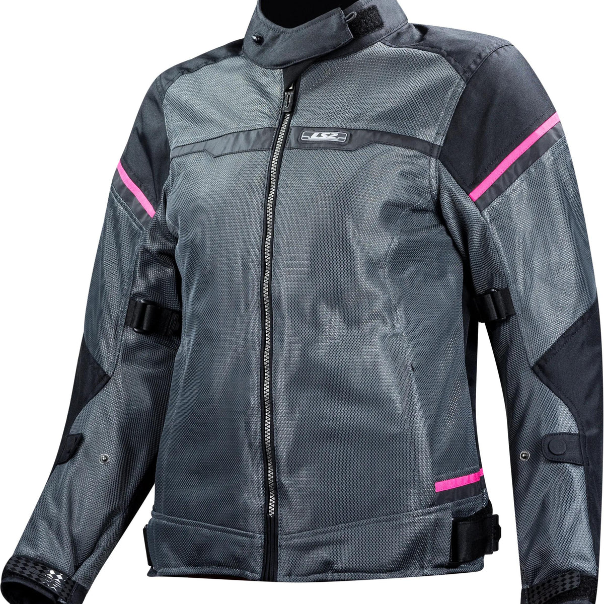 LS2 Riva Zwart Dark Grijs Roze Motorjas