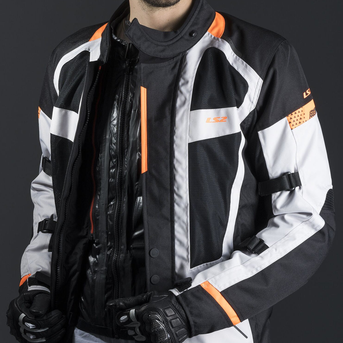 LS2 Scout Zwart Grijs Oranje Motorjas