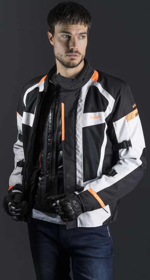 LS2 Scout Schwarz Grau Orange Motorradjacke