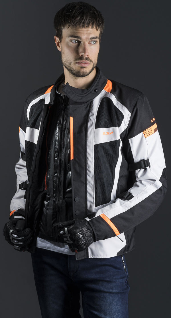 LS2 Scout Schwarz Grau Orange Motorradjacke