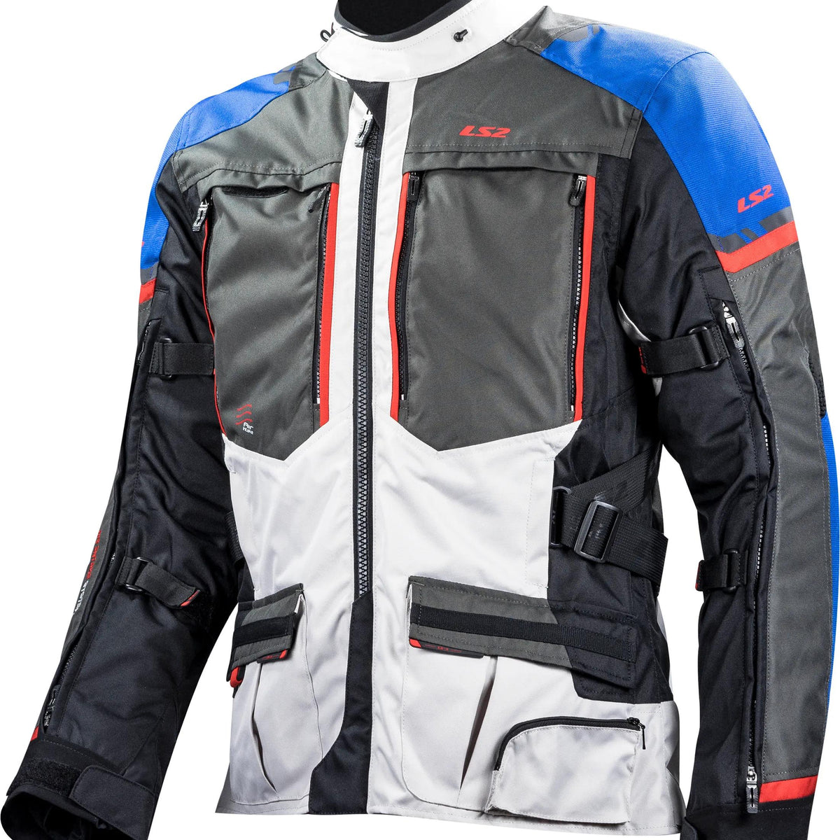 LS2 Norway Blauw Zwart Grijs Rood Motorjas