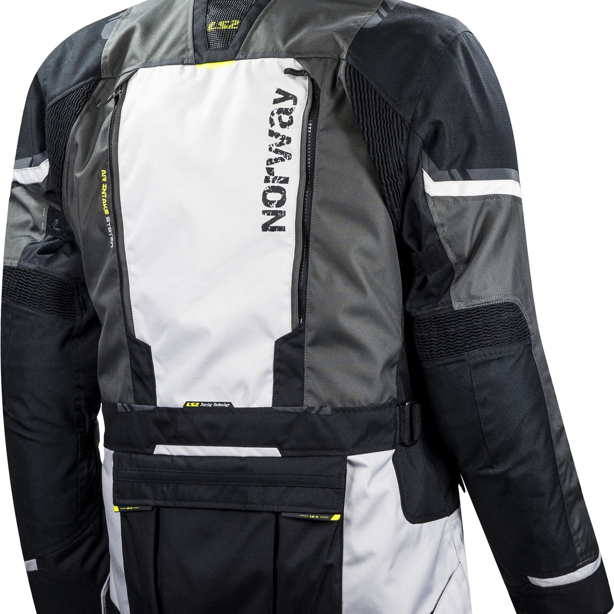 LS2 Norway Zwart Grijs Light Grijs Geel Motorjas – foto 2