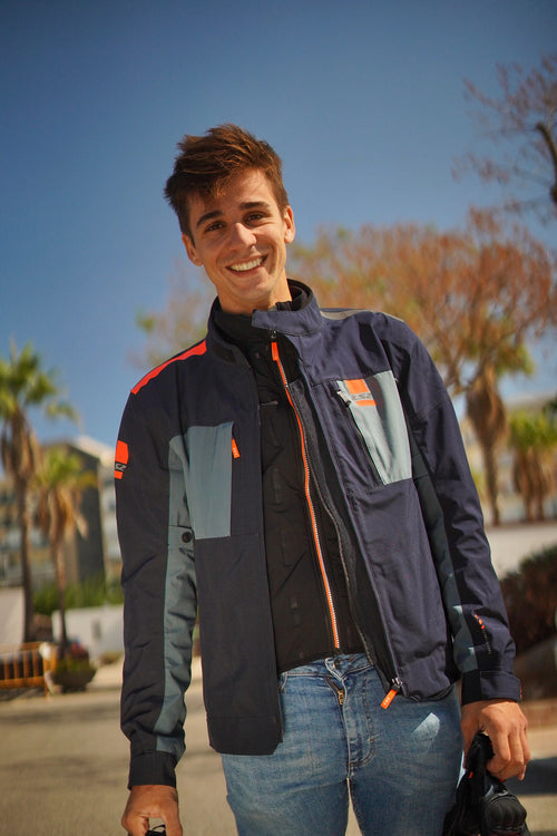 LS2 Titanium Blau H-v Orange Motorradjacke
