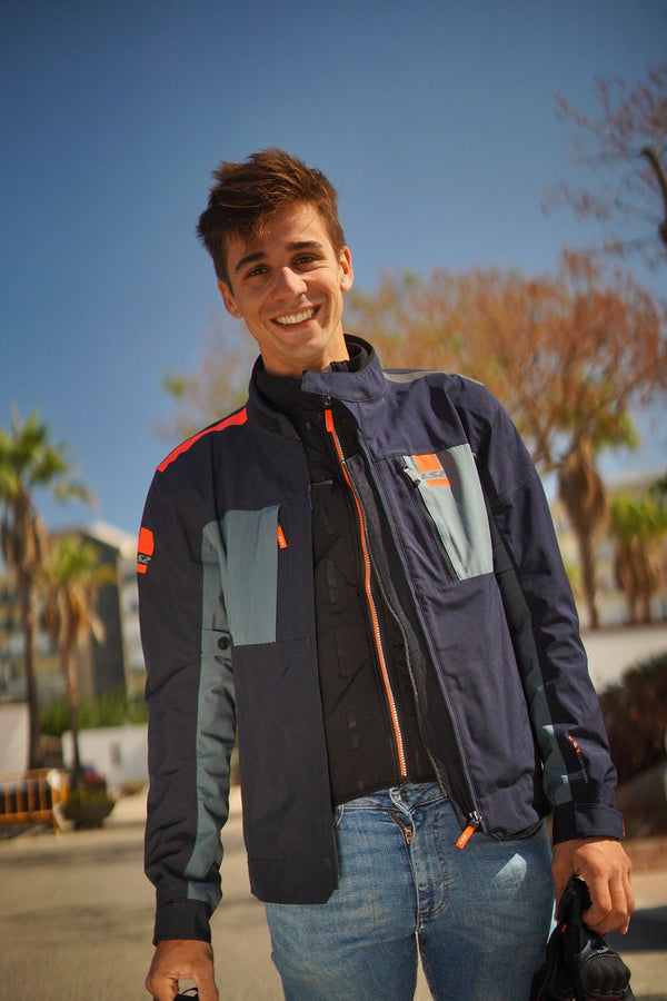 LS2 Titanium Blue H-v Orange Motorcycle Jacket