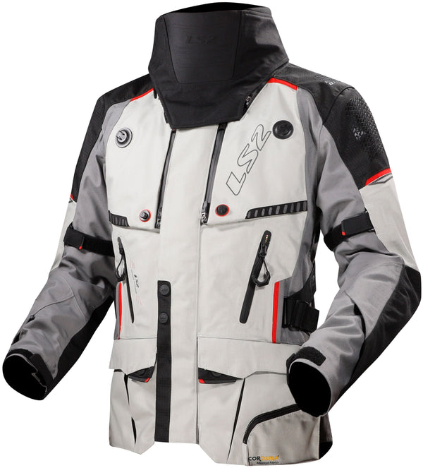 LS2 Apollo Gray Black Red Motorcycle Jacket