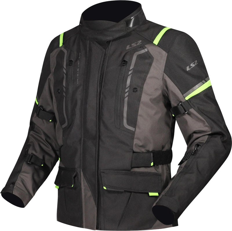 LS2 Narvik Zwart/Grijs/Neon Geel Motorjas