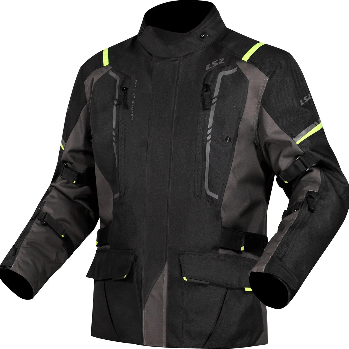 LS2 Narvik Zwart/Grijs/Neon Geel Motorjas