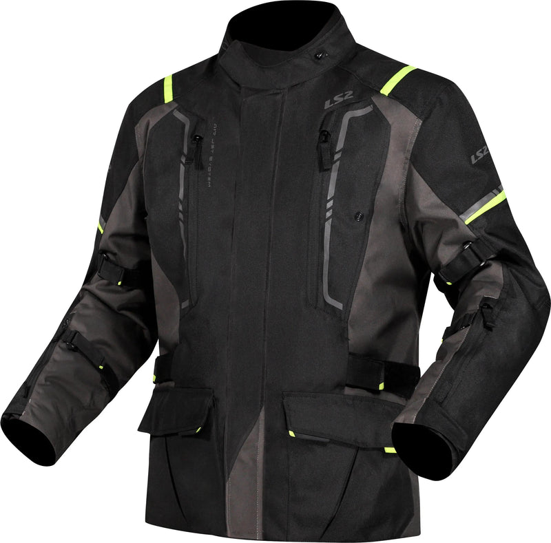 LS2 Narvik Zwart/Grijs/Neon Geel Motorjas