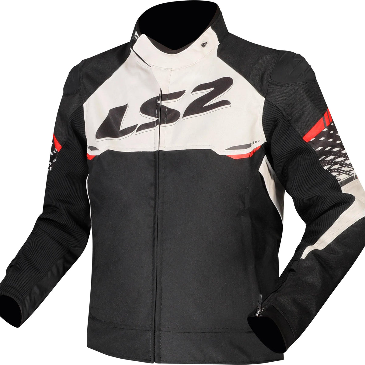 LS2 Apex Zwart/Wit/Rood Motorjas