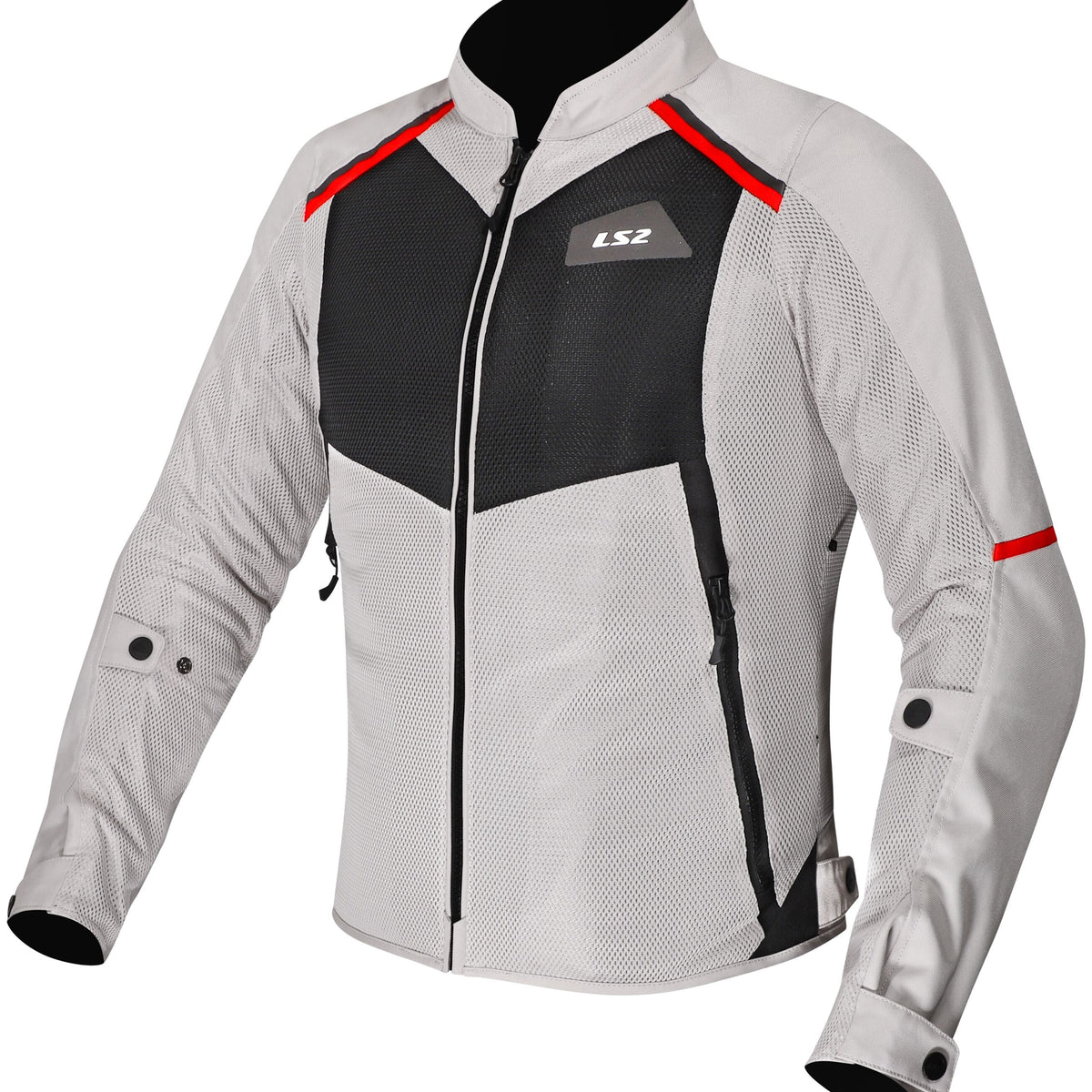 LS2 Breeze Lady Grijs Zwart Rood Motorjas