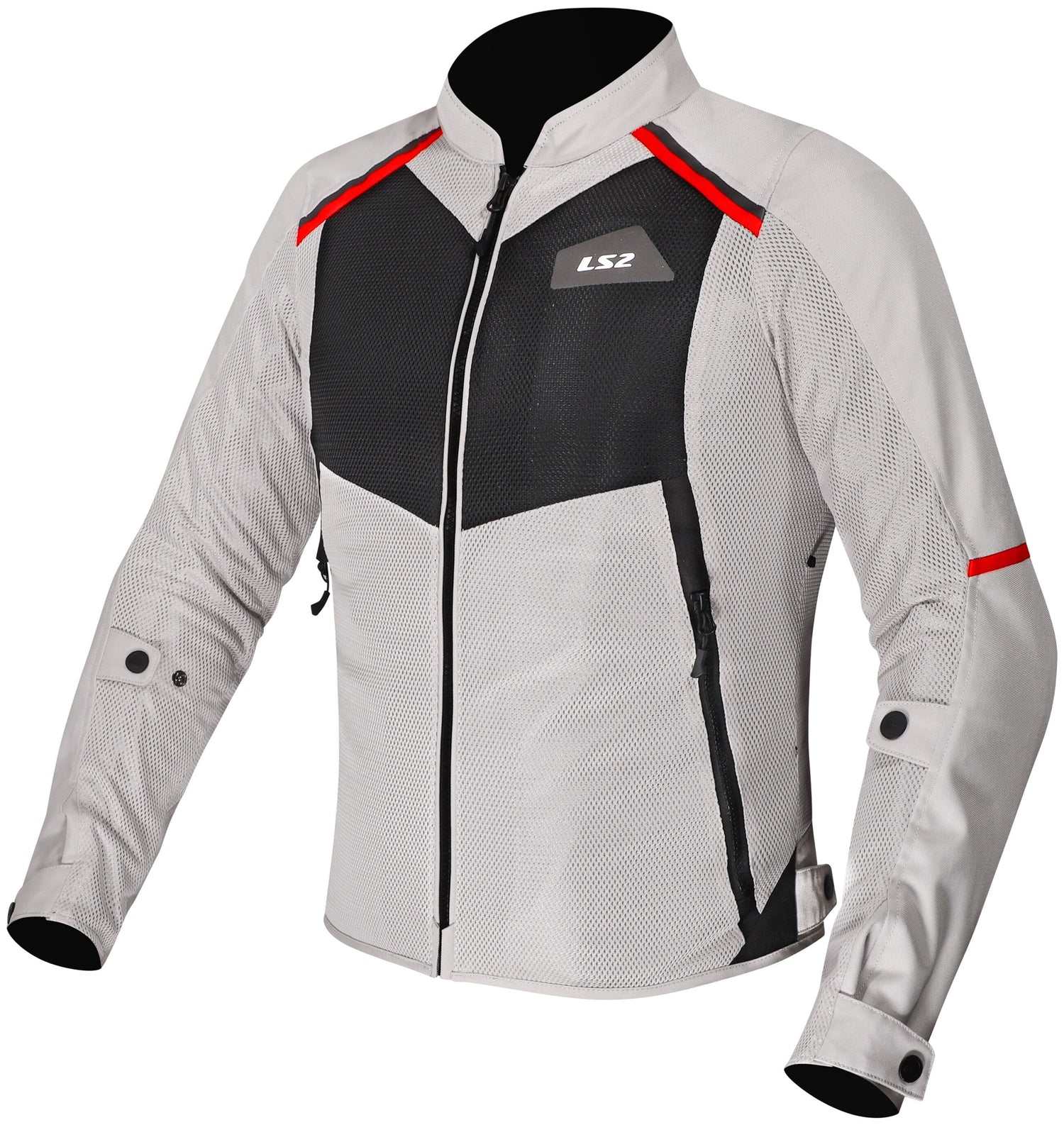 LS2 Breeze Lady Grijs Zwart Rood Motorjas