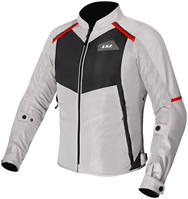 LS2 Breeze Lady Grau Schwarz Rot Motorradjacke
