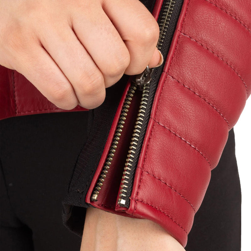 Oxford Radley Leren motorjas Dames - Rood - foto 12