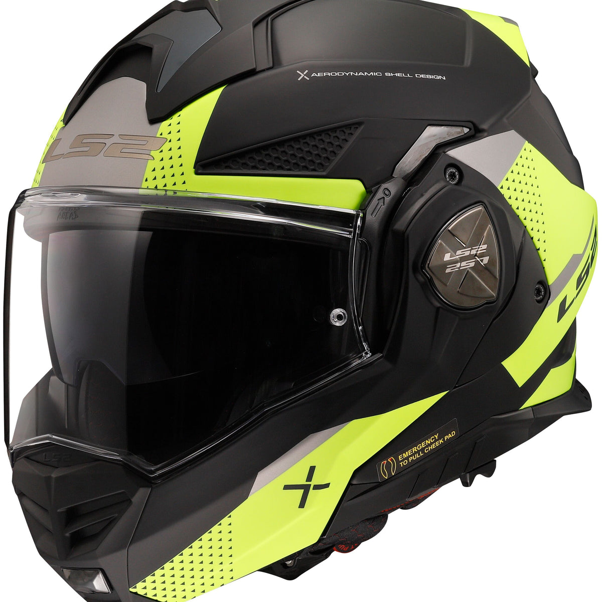 LS2 FF901 Advant X Oblivion Zwart/Neon Geel Mat Systeemhelm ECE 22.06