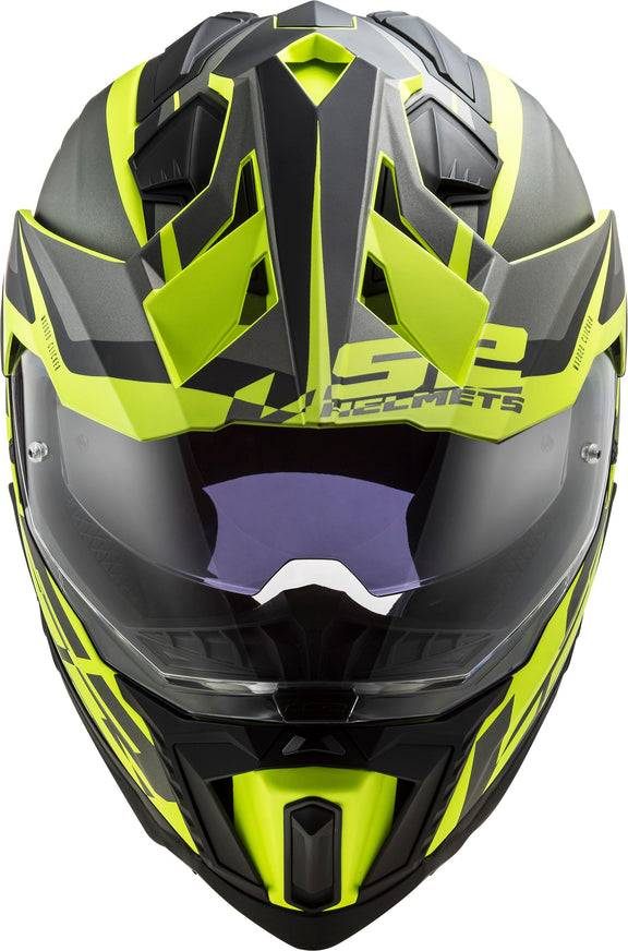 LS2 MX701 Explorer Alter Zwart/Neongeel Mat Adventurehelm ECE 22.06